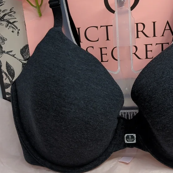 Victoria Secret Cotton TShirt Bra 34DD Heather Black - Picture 3 of 10